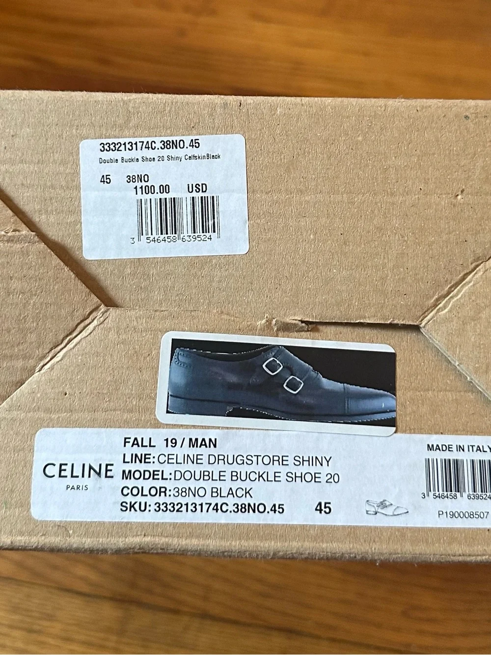 Celine Black Leather Double Monk Strap Oxfords